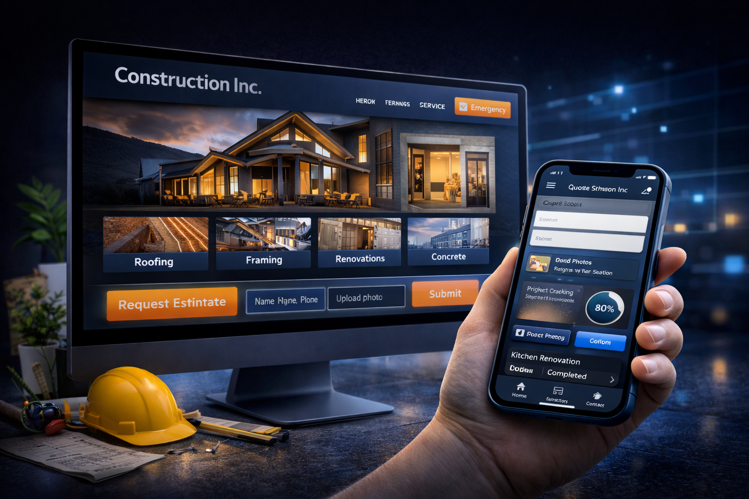 Construction app screen preview